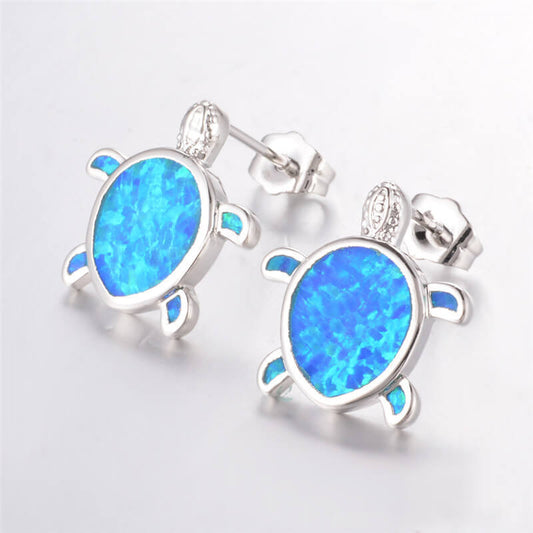 Bijou d'Oreilles Tortue Mer Bleu