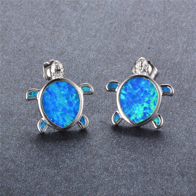 Bijou d'Oreilles Tortue modèle Mer Bleu
