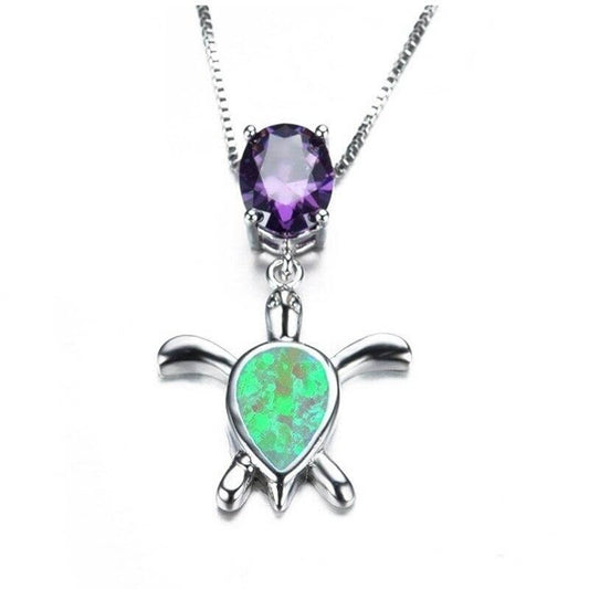 Collier Cou Tortue Modèle Coeur Naturel couleur Vert