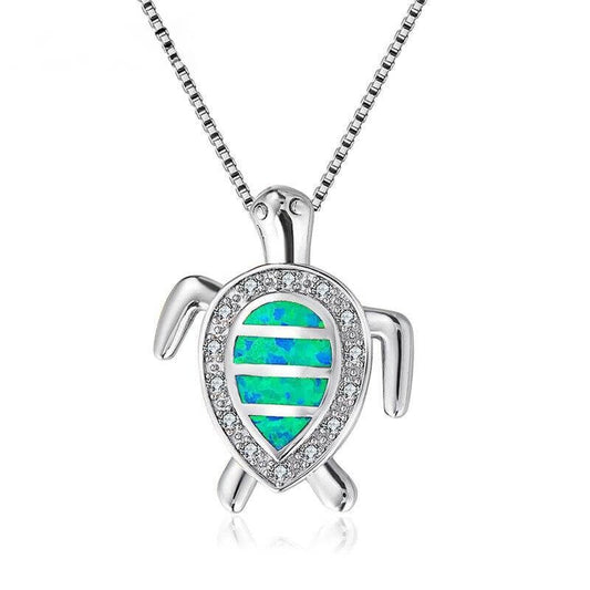 Collier Cou Tortue Solide en Argent couleur Bleu