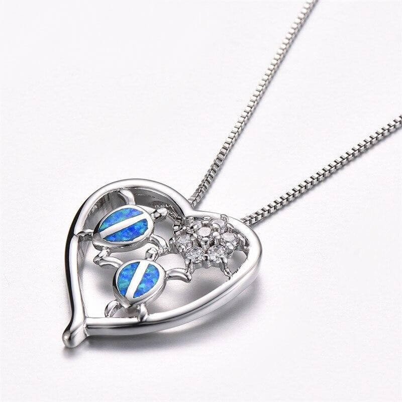 Pendentif Tortue modèle Affection Couleur Opal Bleu