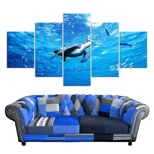 Tableau Tortue 5 pièces Imperturbable