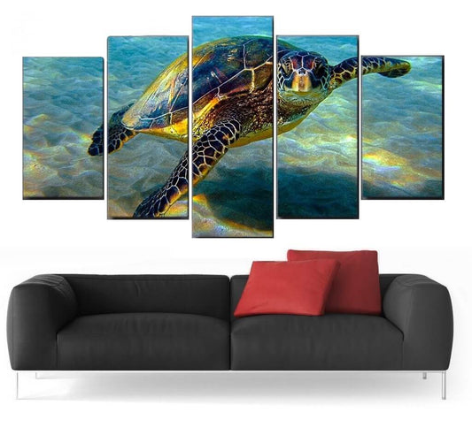 Tableau Tortue 5 pièces Sable Marin