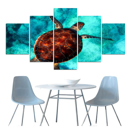 Tableau Tortue 5 pièces Sagesse