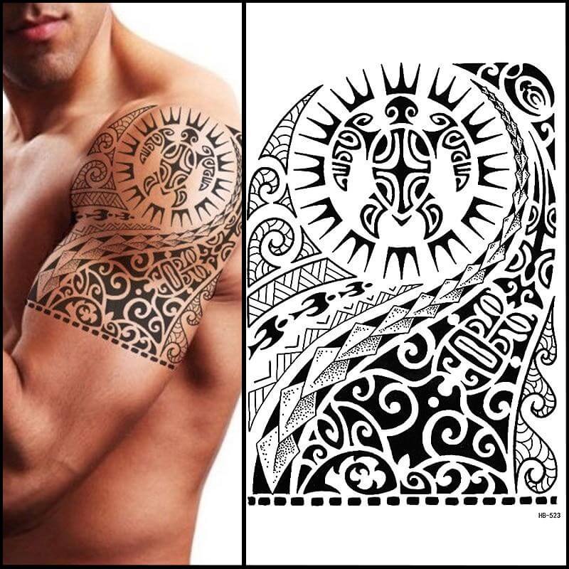 Tatouage éphémère tortue style polynésien