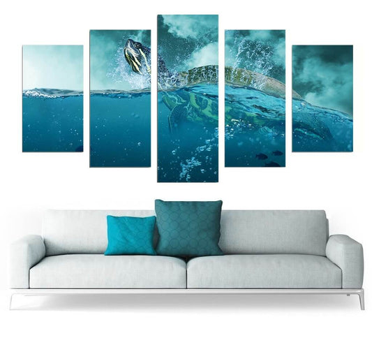 Tableau 5 pièces Tortue Mère Nature