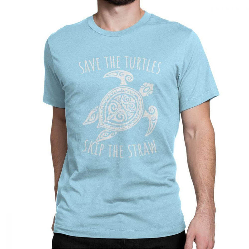 T Shirt Tortue modèle Save the Turtles Bleu Ciel