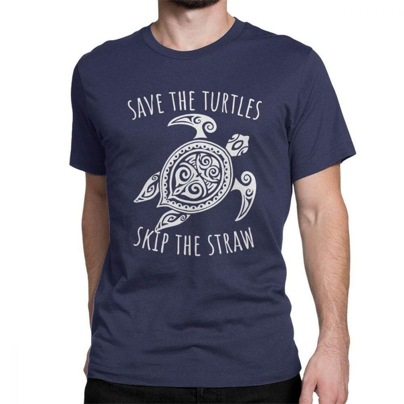 T Shirt Tortue modèle Save the Turtles Bleu Marin