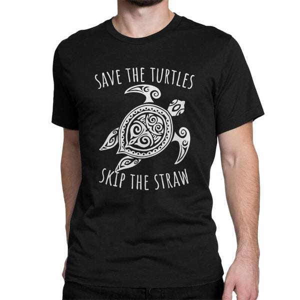 T Shirt Tortue modèle Save the Turtles Noir