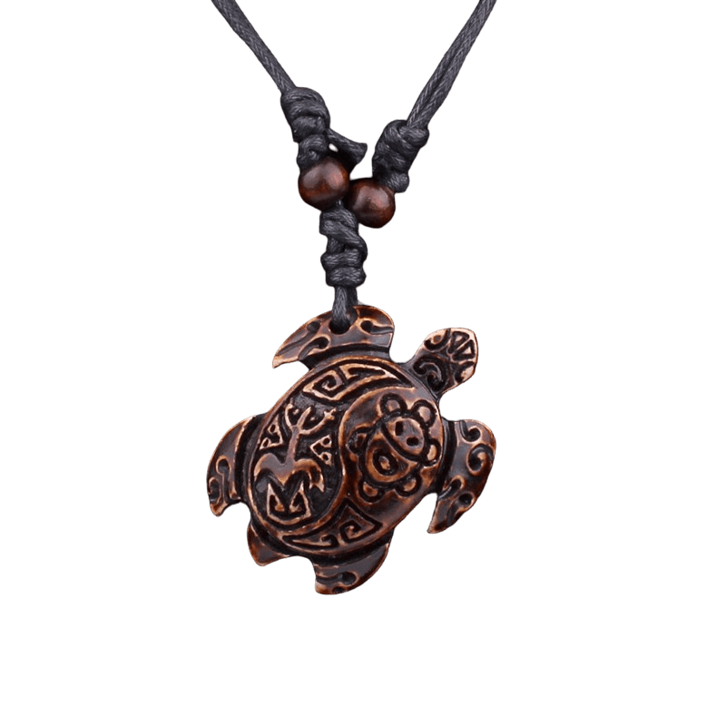 Pendentif Tortue Bois <br> Marine "Os de Yak"
