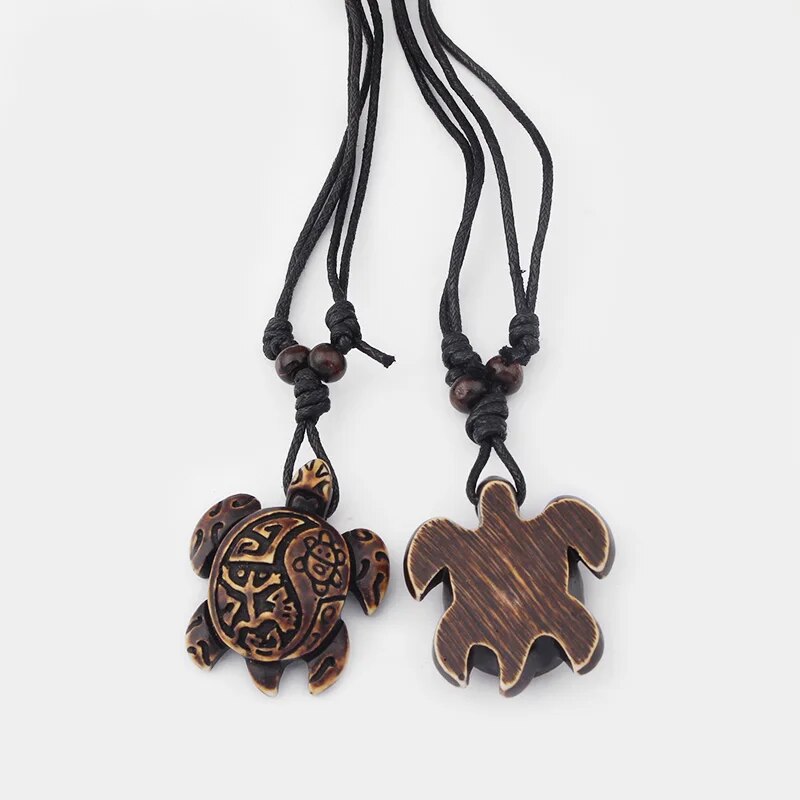 Pendentif Tortue Bois <br> Marine "Os de Yak"