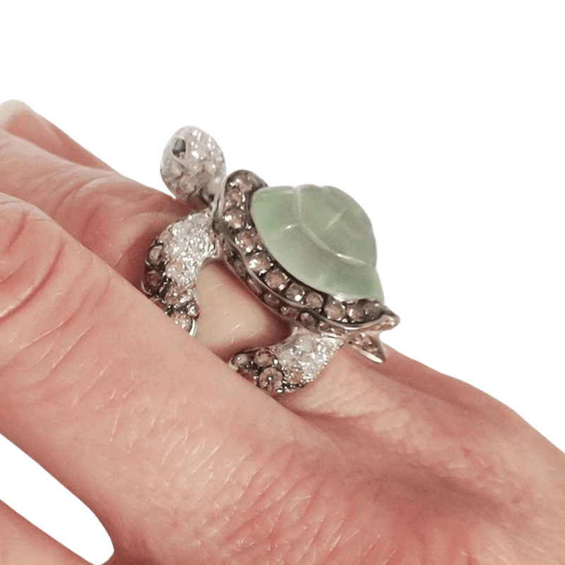 Bague Tortue Incrusté Cristaux face