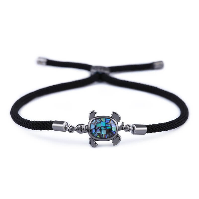 Bracelet Poignet Tortue modèle Coeur Zircon couleur noir