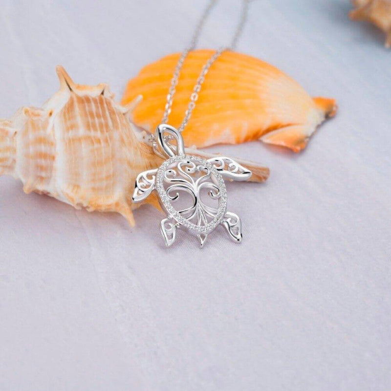 Pendentif Cou Tortue modèle Arbre de vie visuel