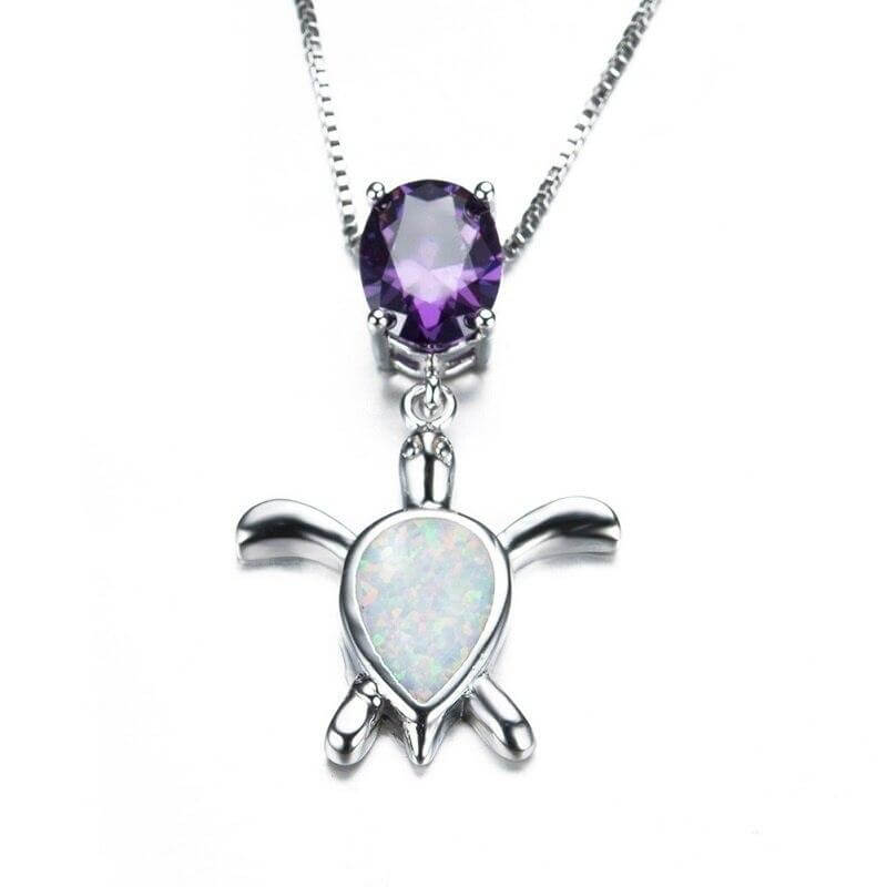Collier Tortue <br> Cœur Naturel (Argent)