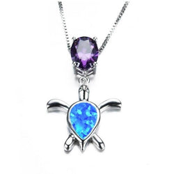 Collier Cou Tortue Modèle Coeur Naturel couleur Bleu