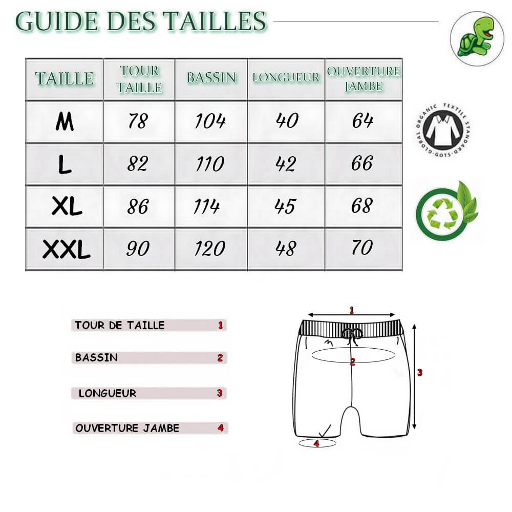 Guide-des-Tailles-Short-de-Bain-Tortue-modèle-Fond-Marin