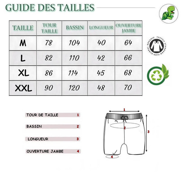 Guide-des-Tailles-Short-de-Bain-Tortue-modèle-Fond-Marin