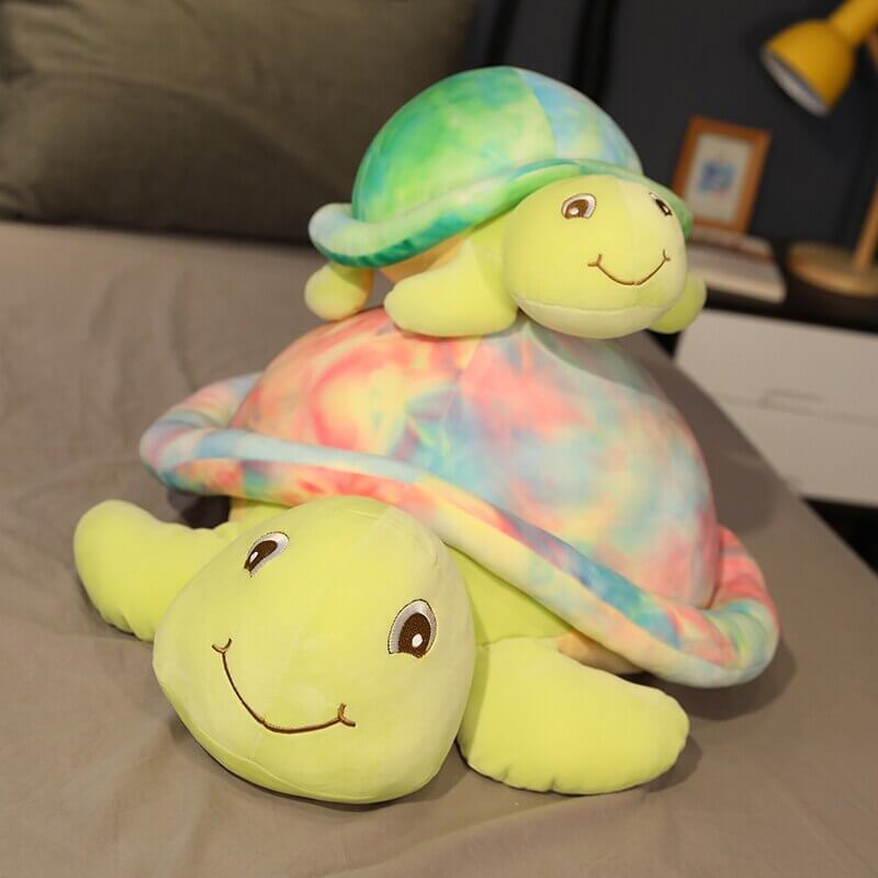 Peluche Tortue Grande Carapace Rose et Vert