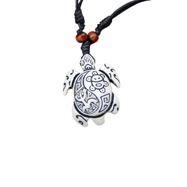 Collier Tortue Bois Écaille Blanc