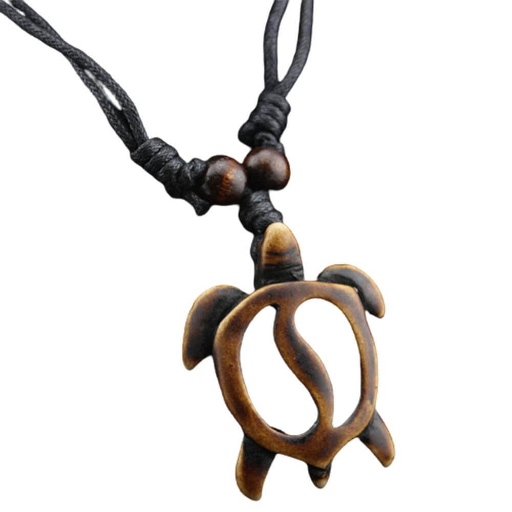 Pendentif Tortue Bois Simple Marron