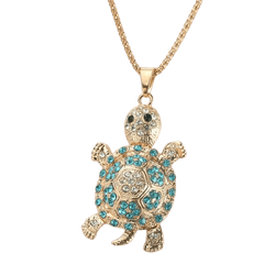 Pendentif cou Tortue modèle Strass couleur Marine
