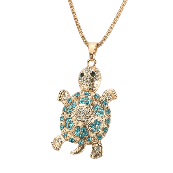 Pendentif cou Tortue modèle Strass couleur Marine