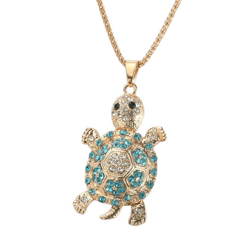 Pendentif cou Tortue modèle Strass couleur Marine