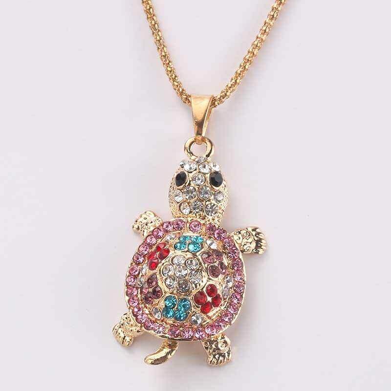 Pendentif cou Tortue modèle Strass couleur coloré