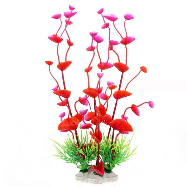 Plante Aquarium factice fleurie rouge