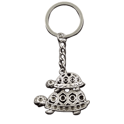 Porte-clé Tortue Famille couleur Argent
