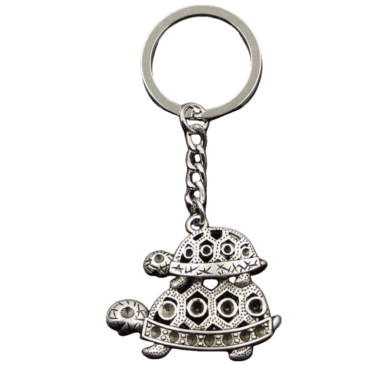 Porte-clé Tortue Famille couleur Argent