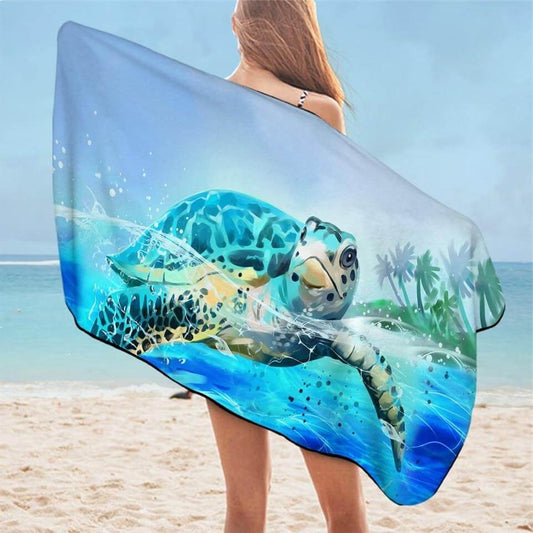 Serviette de Plage Tortue Île Paradisiaque