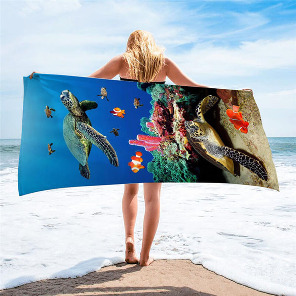 Serviette de Plage Tortue Vie Marine