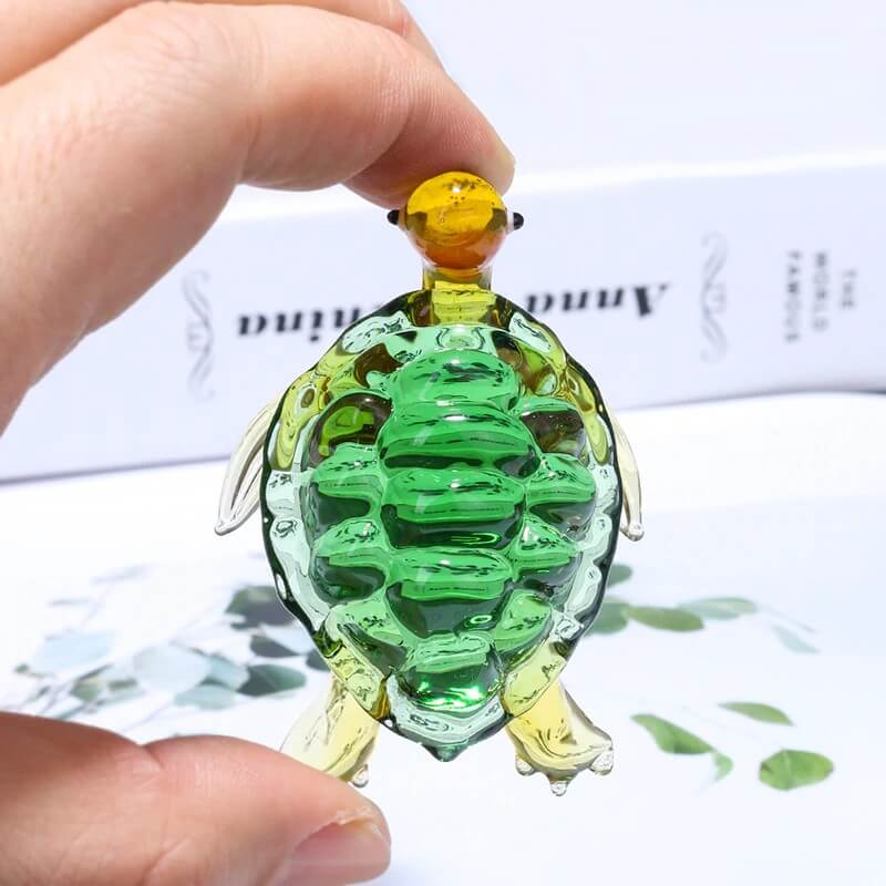 Statuette Verre Tortue Naturel