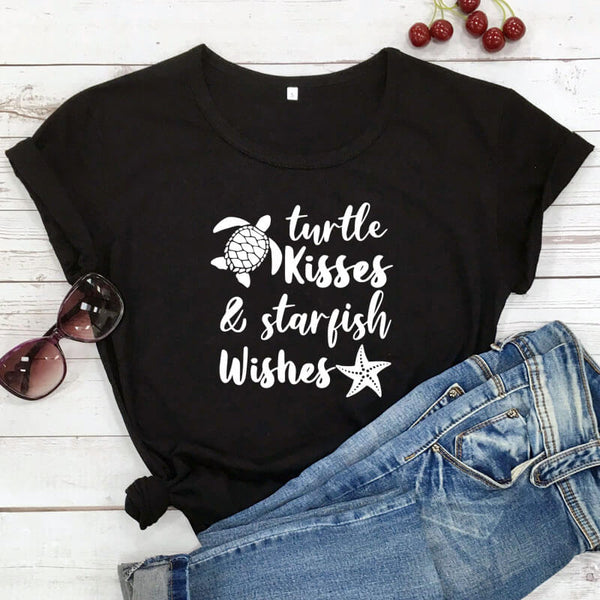 T Shirt Tortue modèle Bisou Noir