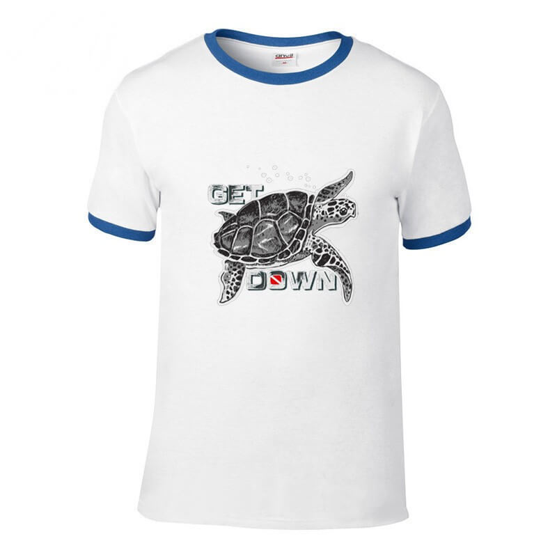 T Shirt Tortue modèle Get Down Blanc/Bleu