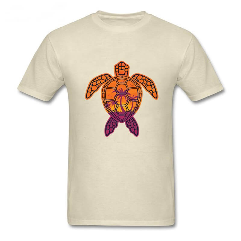 T Shirt Tortue modèle Motif Palmier Beige