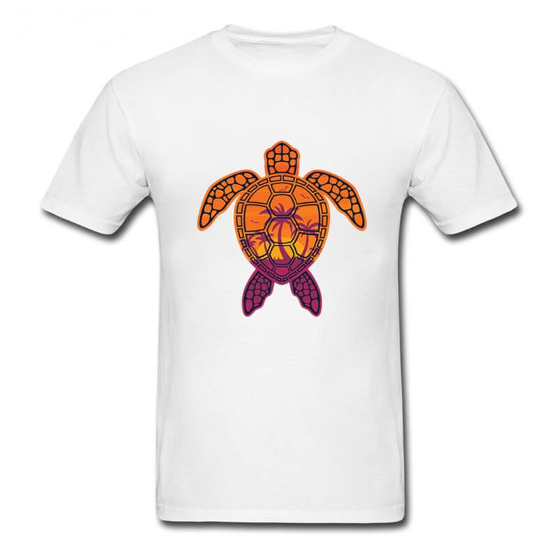 T Shirt Tortue modèle Motif Palmier Blanc