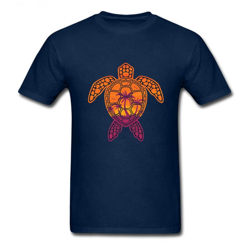 T Shirt Tortue modèle Motif Palmier Bleu