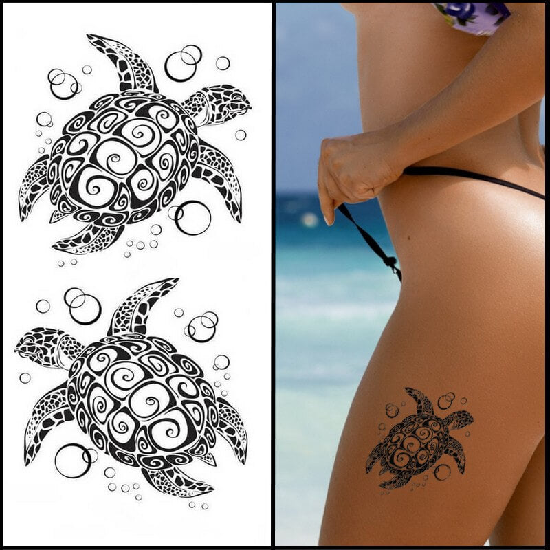 Tatouage éphémère tortue bulle d'eau