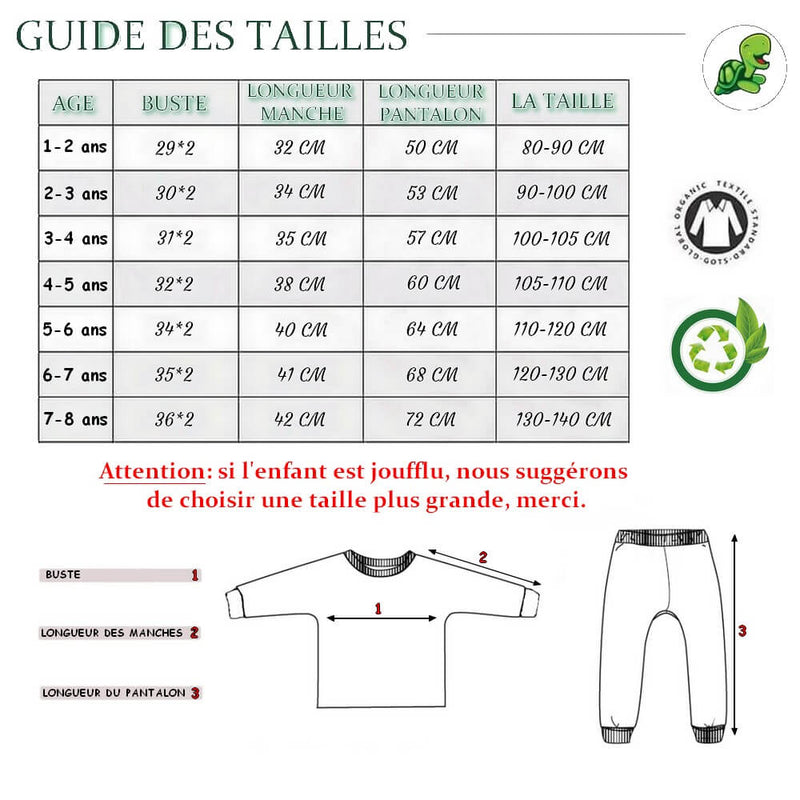 Guide des Tailles pyjama bébé