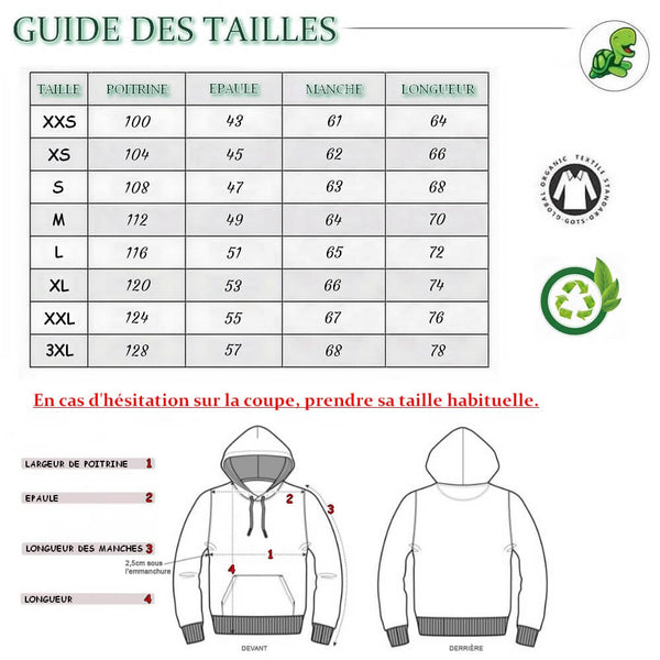 Guide des Tailles Pull Sweat shirt Caractériel