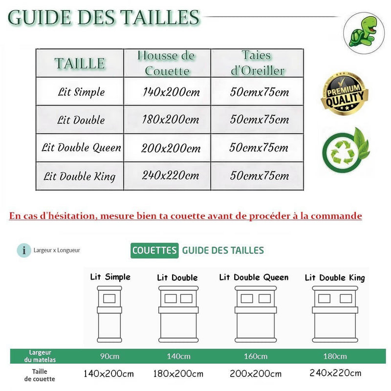 Guide des Tailles Housse de Couette Spirale