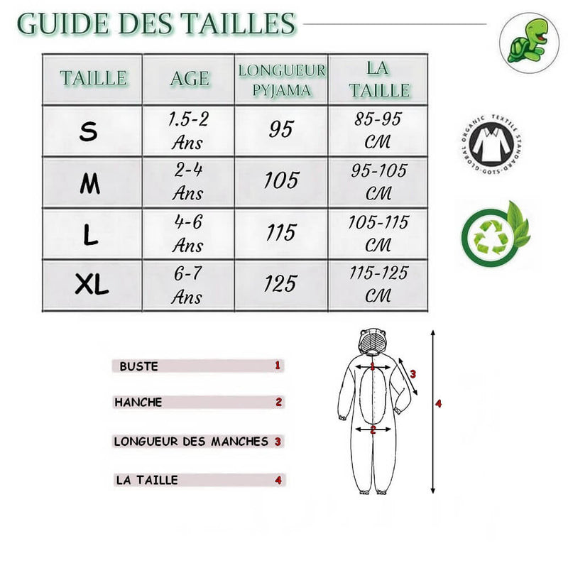 Guide des Tailles Pyjama Costume