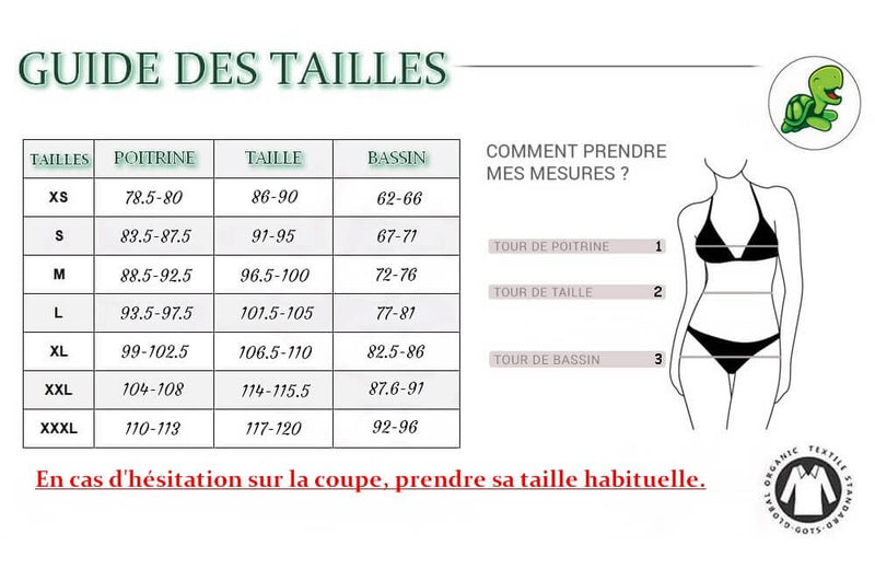 Guide des tailles maillots de bain 1 pièce