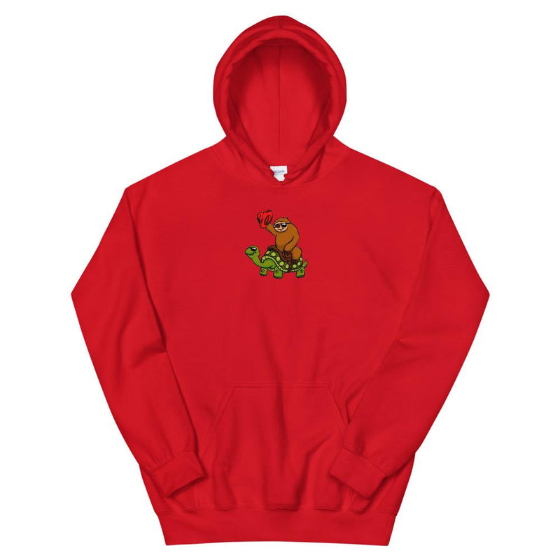 pull rouge tortue salutation
