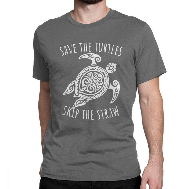T Shirt Tortue modèle Save the Turtles Gris Foncé