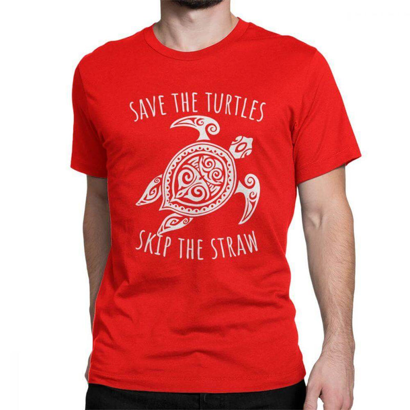 T Shirt Tortue modèle Save the Turtles Rouge
