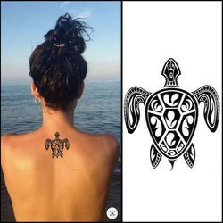 Tatouage éphémère tortue style tribal